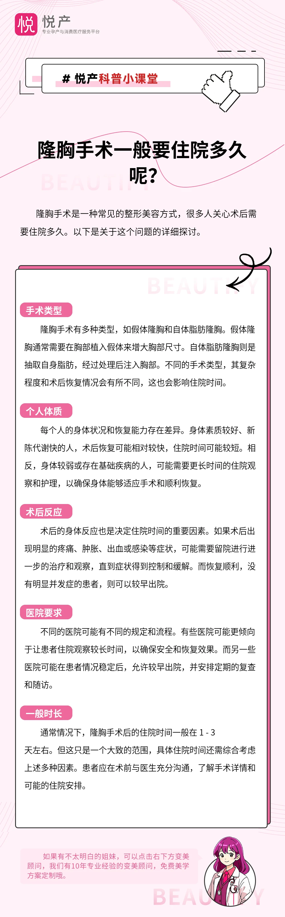 隆胸手术一般要住院多久呢？