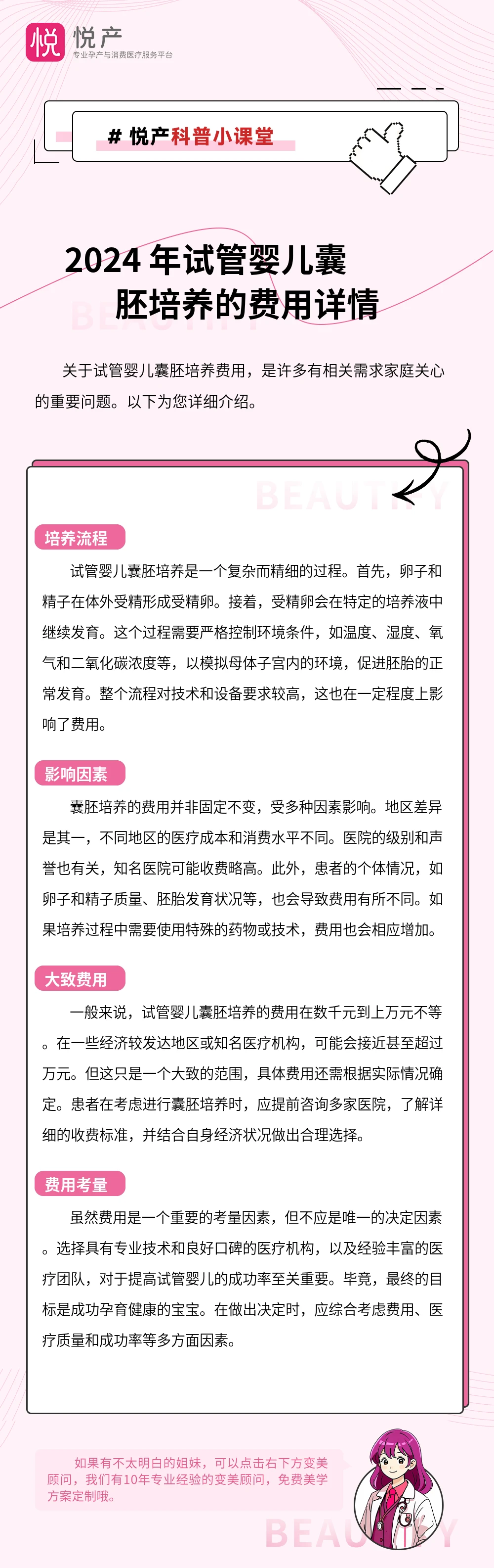 2024 年试管婴儿囊胚培养的费用详情