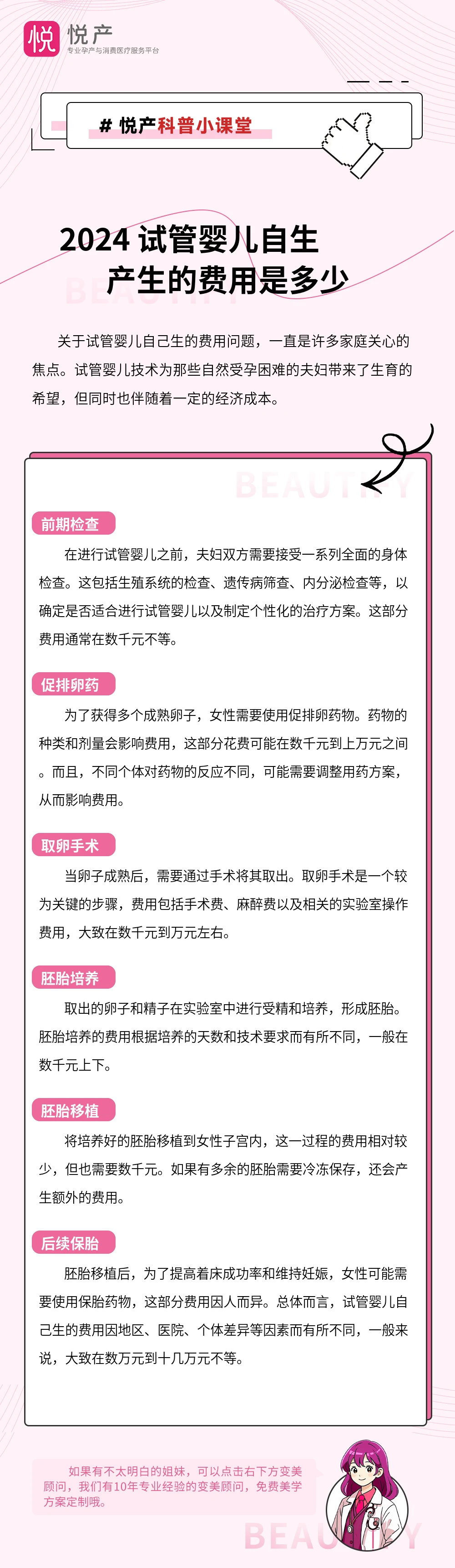 2024 试管婴儿自生产生的费用是多少