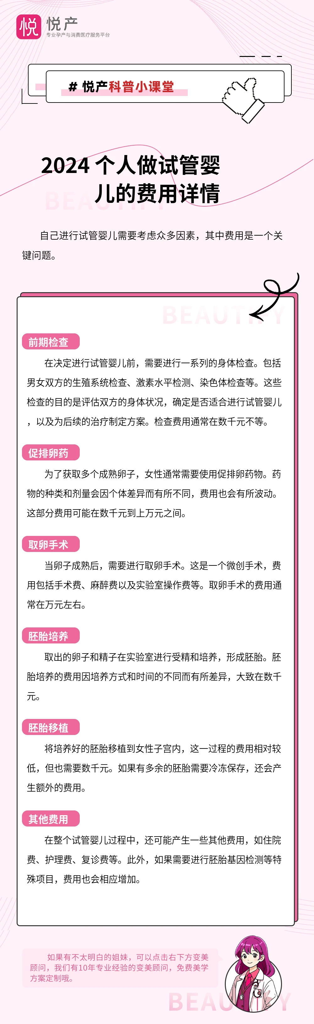 2024 个人做试管婴儿的费用详情