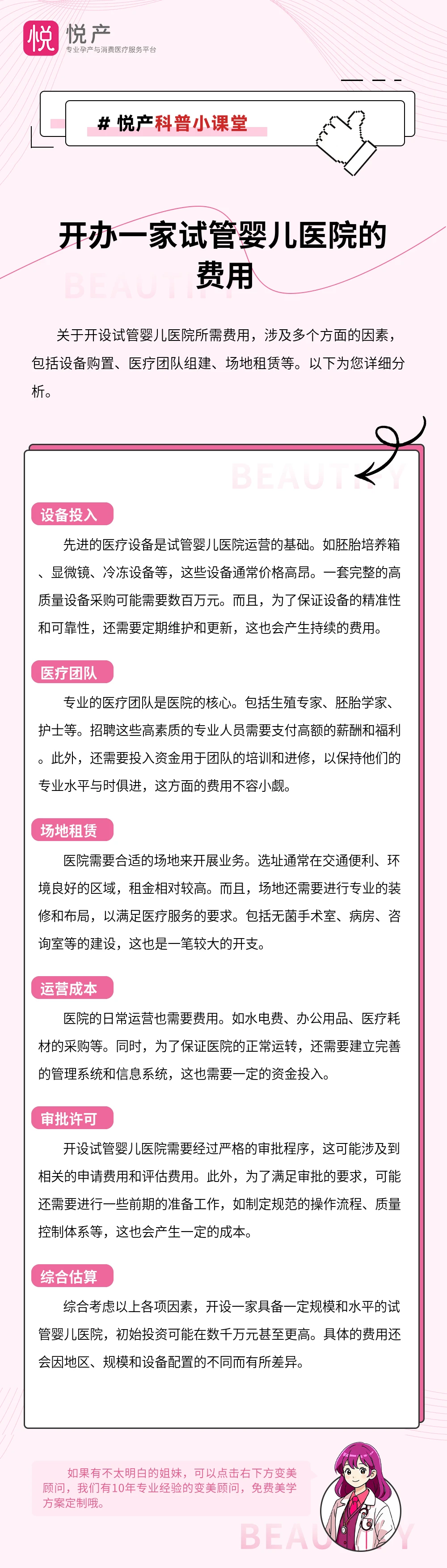 开办一家试管婴儿医院的费用