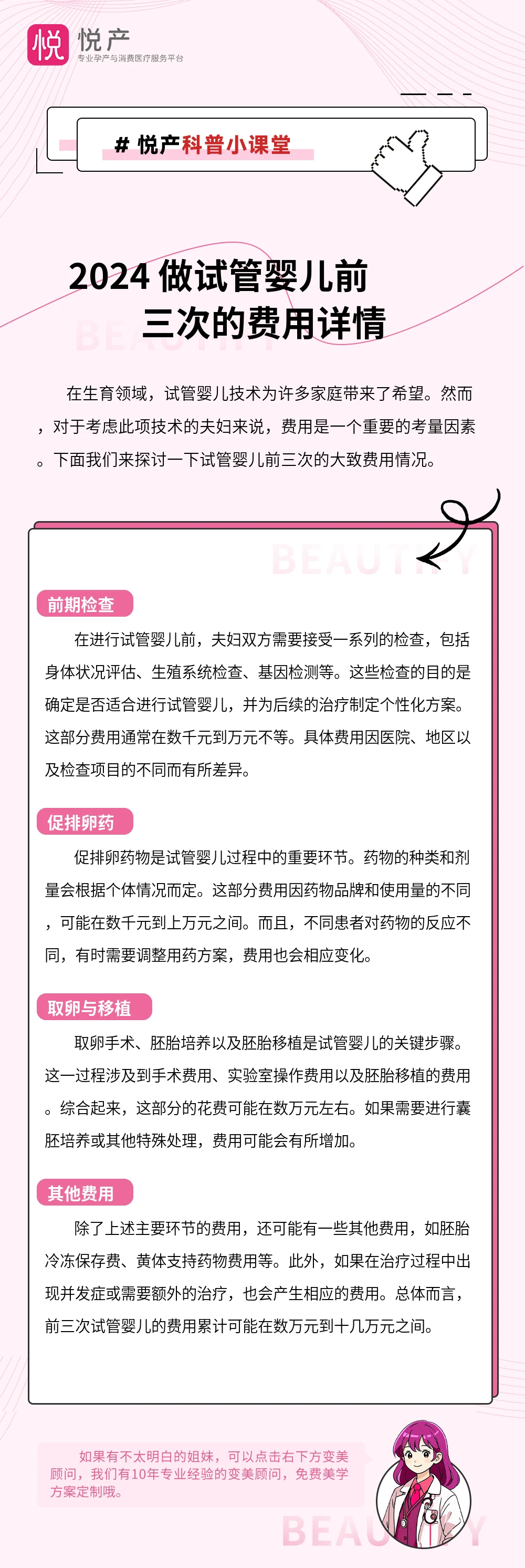 2024 做试管婴儿前三次的费用详情