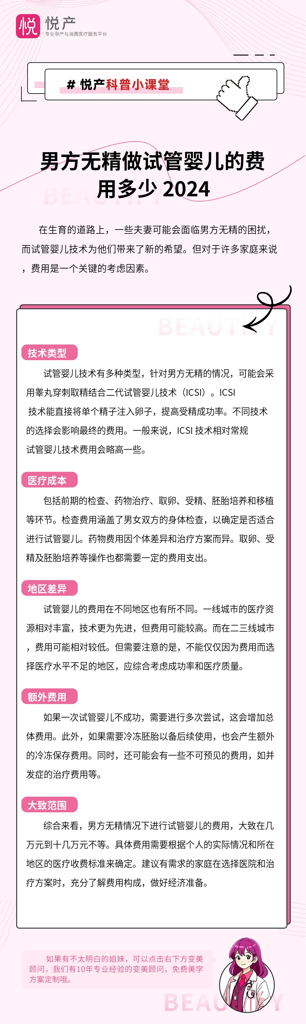 男方无精做试管婴儿的费用多少 2024