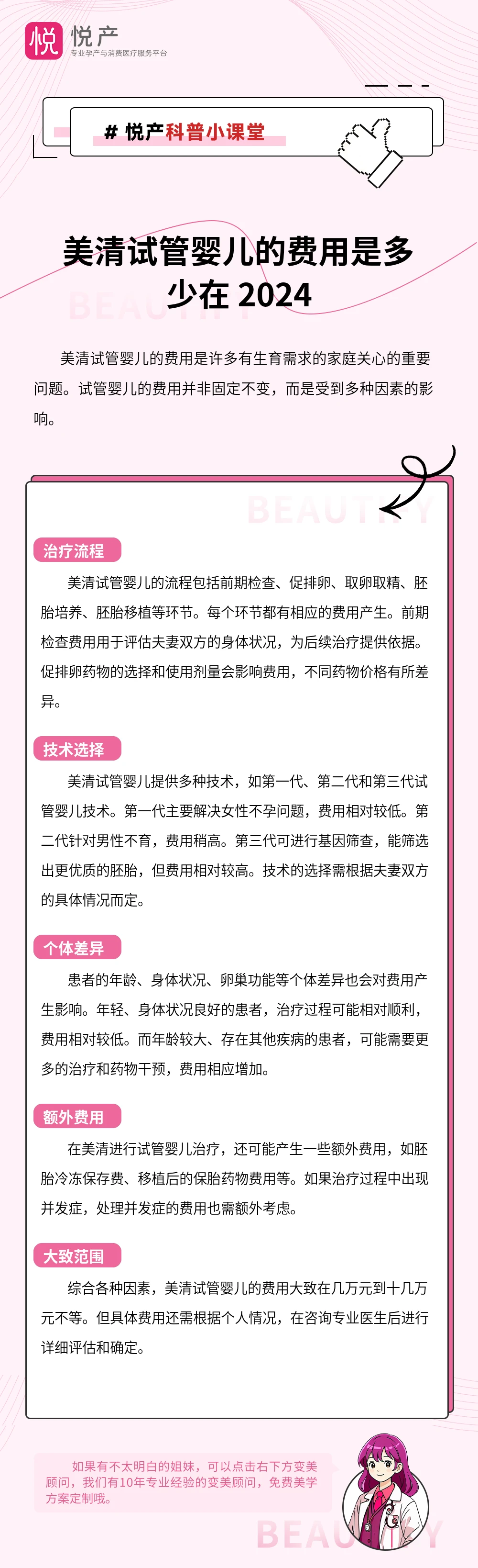 美清试管婴儿的费用是多少在 2024