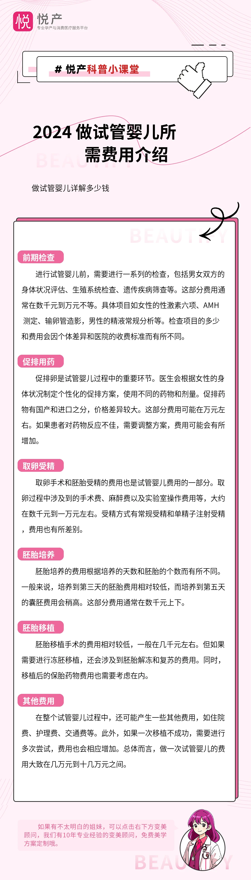 2024 做试管婴儿所需费用介绍