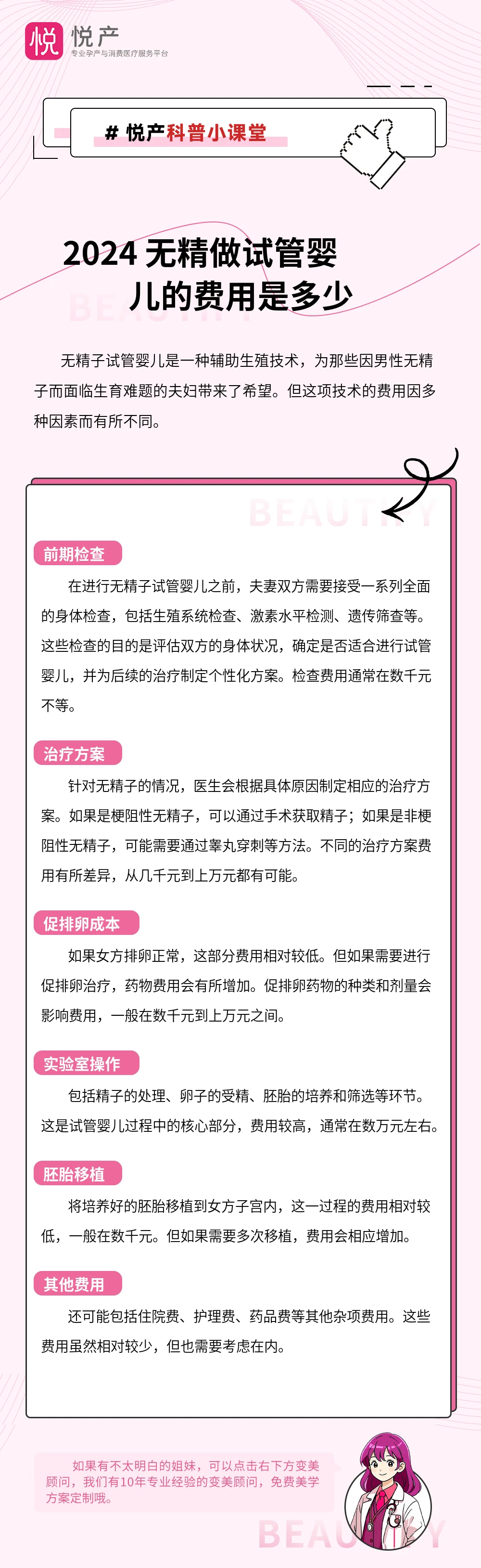 2024 无精做试管婴儿的费用是多少
