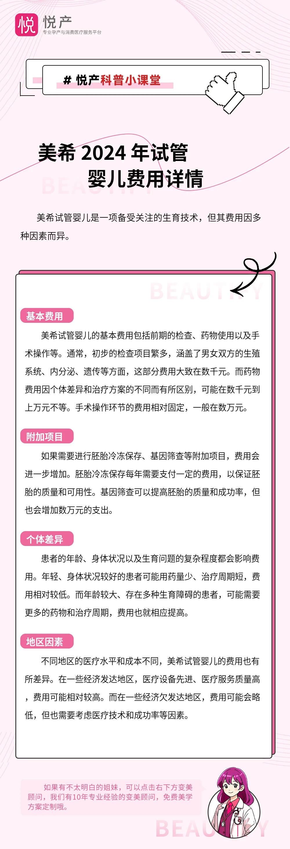 美希 2024 年试管婴儿费用详情