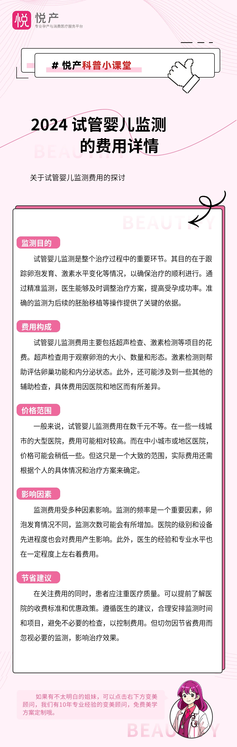 2024 试管婴儿监测的费用详情