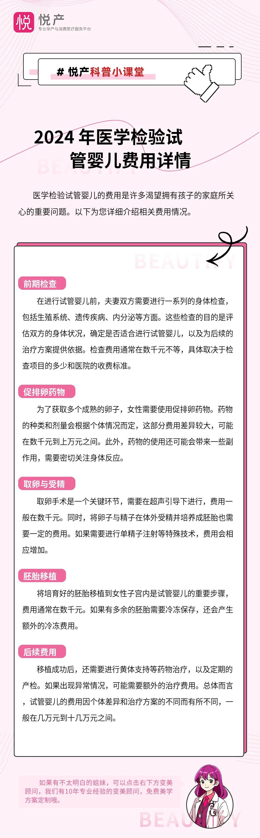 2024 年医学检验试管婴儿费用详情