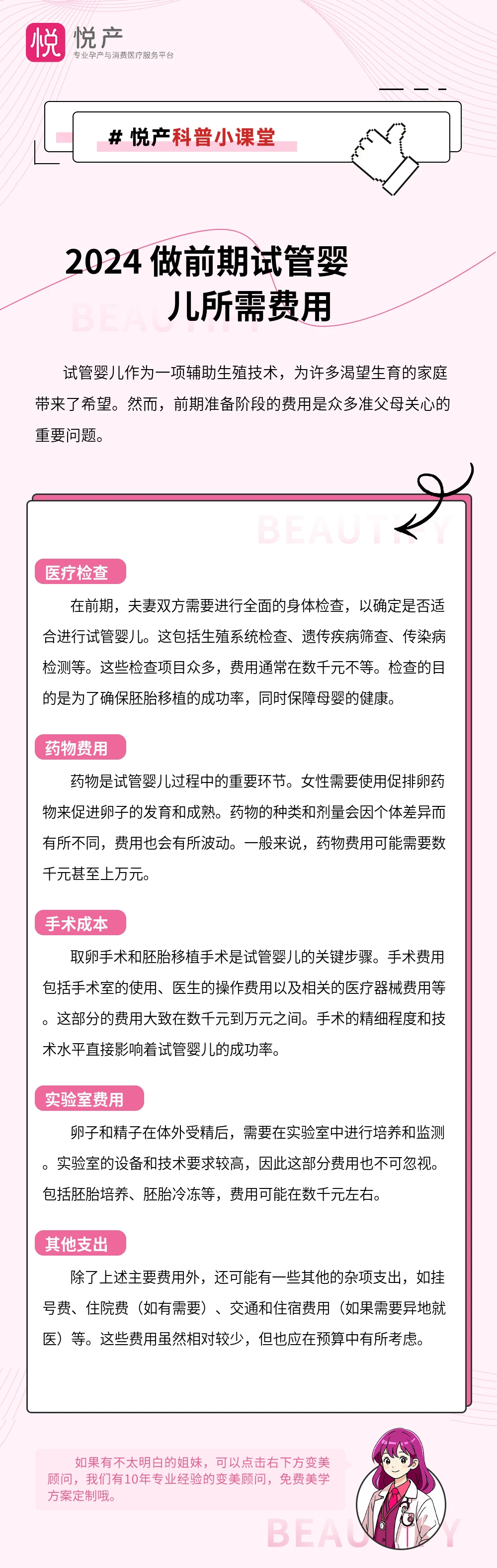 2024 做前期试管婴儿所需费用