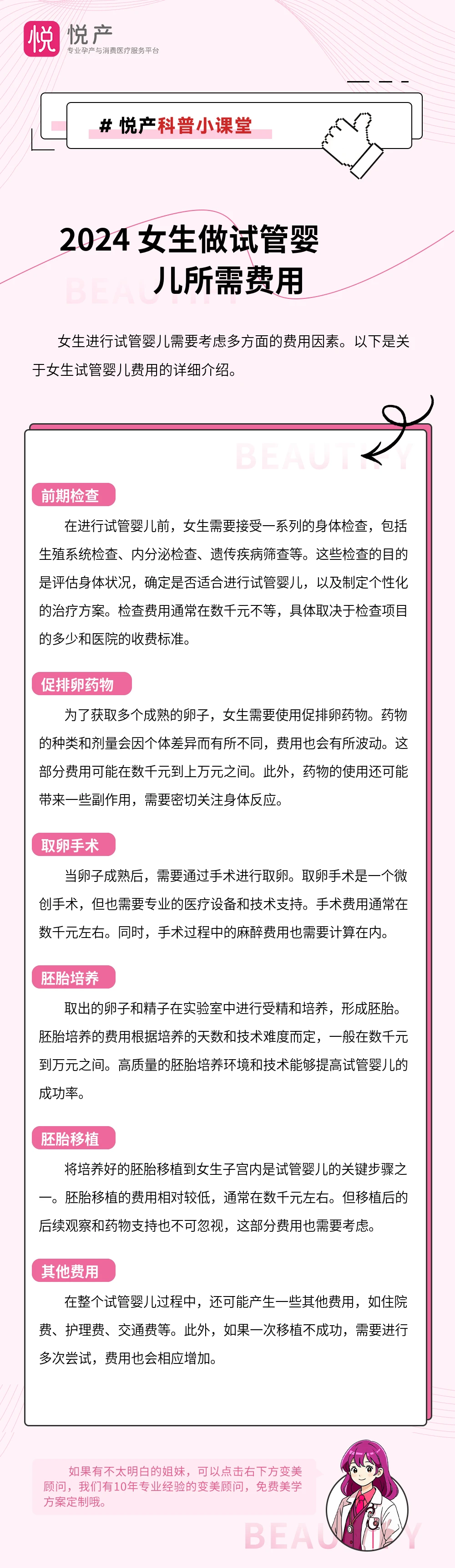 2024 女生做试管婴儿所需费用