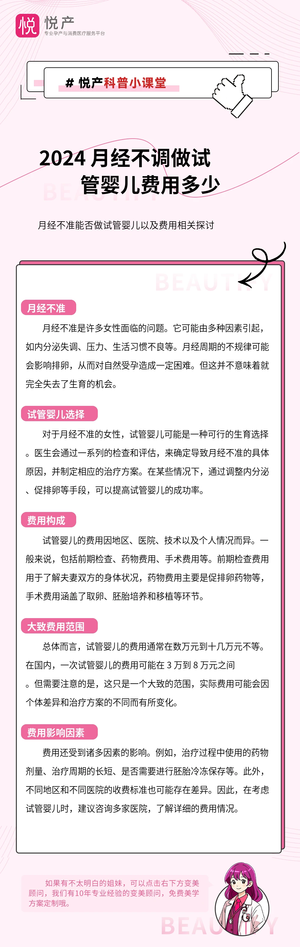 2024 月经不调做试管婴儿费用多少