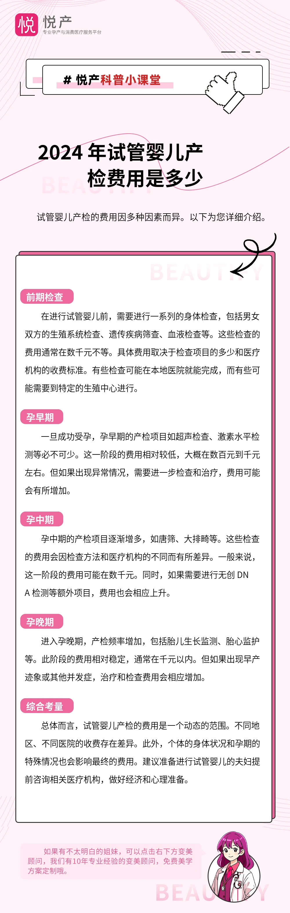 2024 年试管婴儿产检费用是多少